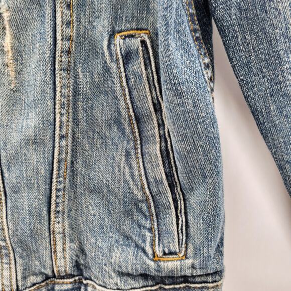 LIZI PHOENIX Old Navy Custom Hand-painted Blue Jean Trucker Jacket Men's Size L - Picture 7 of 11